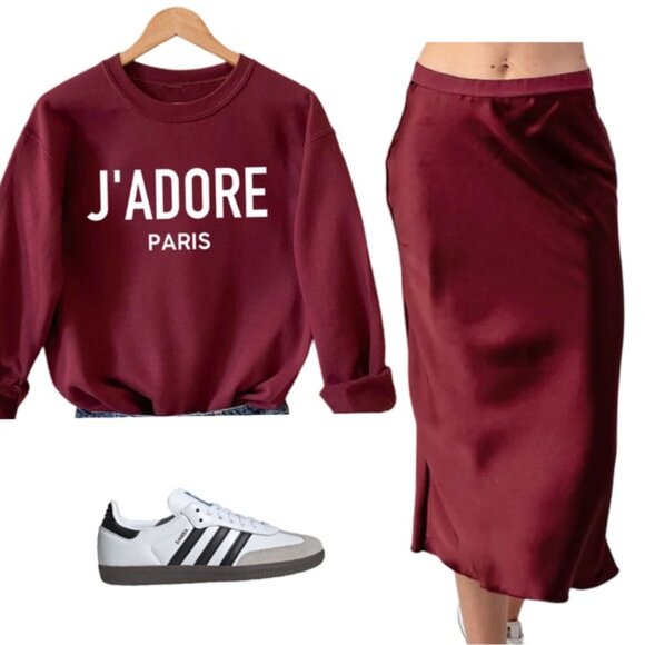 Burgundy Satin Slip Skirt - Picture 5 of 6